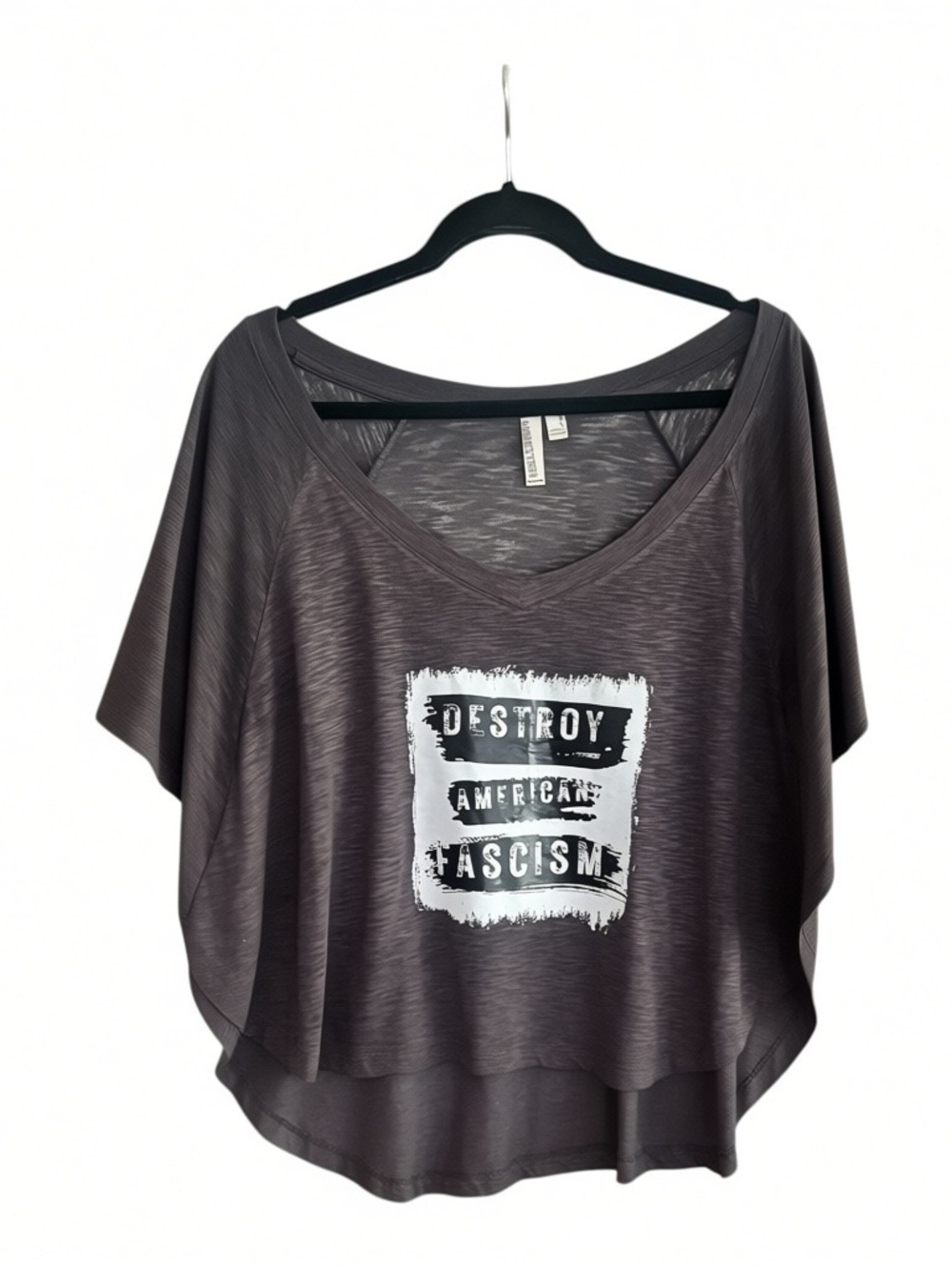 Hang Ten Gray Graphic V-Neck Short Dolman Tee